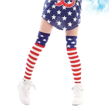 1 чифт американски флаг отпечатани чорапи хип-хоп стил над коляното чорапи дишаща дълги чорапи за жени момичета свободен размер