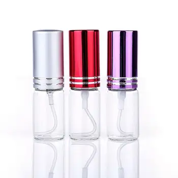 5ML Празна преносима преносима цветна стъклена бутилка за парфюм спрей с алуминиев пулверизатор за пътуване LX1264
