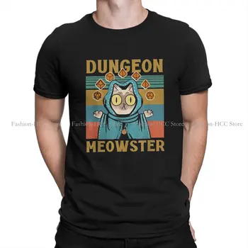 DnD Game Dungeon Meowster Hipster Polyester TShirts Мъжки стил Tops T Shirt O Neck