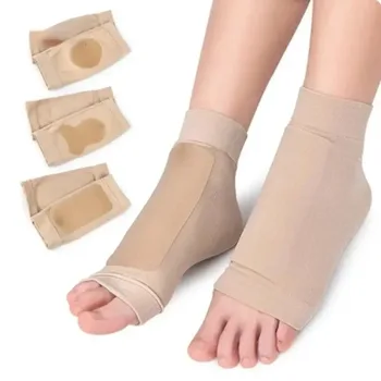 1Pair чорапи за защита на петата Crack чорапи Защитете глезена спортни чорапи Ортопедична арка подкрепа петата бягане чорапи Foot Care Tool