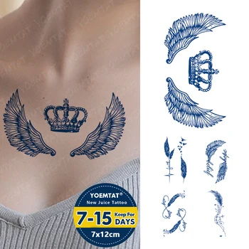 Перо корона сок мастило траен водоустойчив временен татуировка стикер Genipin билкови фалшиви Tatoo боди арт полу постоянни мъже жени