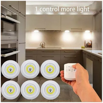 3W Супер ярък COB под кабинета светлина LED безжично дистанционно управление Димиране гардероб нощна лампа Начало Спалня Килер Кухня