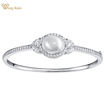 Wong дъжд елегантен 100% 925 стерлинги сребро овал 12 * 14 мм естествен нефрит високо въглероден диамант скъпоценни камъни гривни гривна фини бижута