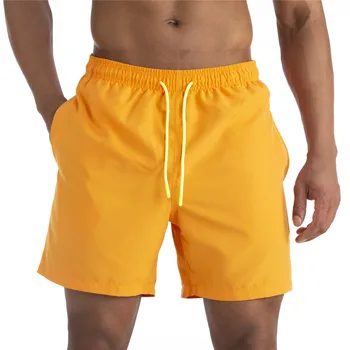 Европейски и американски мъжки плажни панталони водоустойчиви двойни слоеве мъжки спортни шорти на открито плътен цвят ежедневни панталони