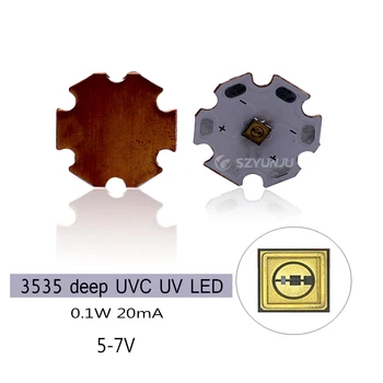 3535 0.1W UVC UV LED 280nm 310nm Дълбока виолетова ултравиолетова светлина 5V-7v с 20mm медна печатна платка