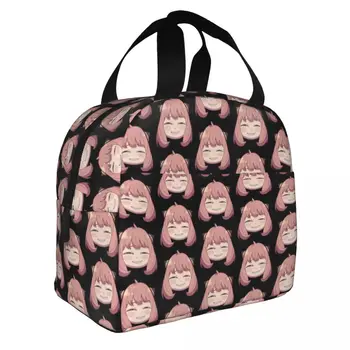 Anya Smug Face Smile Meme Изолирана чанта за обяд с висок капацитет Spy X Семеен контейнер за храна Охладител чанта Голяма пазарска чанта за обяд Колеж Travel