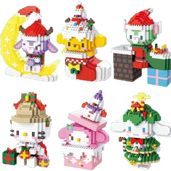 Sanrio Building Block Cartoon Hello Kitty Splicing Модел Toy Christmas Series Cinnamoroll Creative Christmas DIY Gift Decoration
