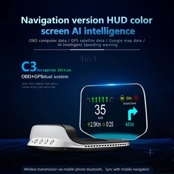 C3 RGB HUD Car Head Up дисплей GPS навигация Цифров скоростомер на борда на компютърен проектор OBD2 скенер тест комплект Cartronics
