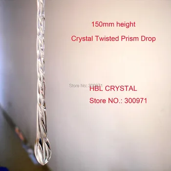 2014 нови продукти, 150 мм височина прозрачен цвят кристално стъкло усукана призма полилей част капка, безплатна доставка цена на едро