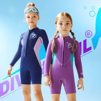 2.5MM Детски неопрен дълъг ръкав гмуркане с шнорхел сърф плуване каяк гмуркане костюм за деца Scuba подводен риболов плаващи плуване WetSuit