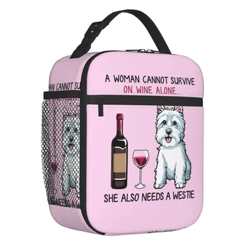 Westie West Highland White Terrier Dog изолирани чанти за обяд за жени Resuable охладител Thermal Bento Box Работа Училищно пътуване