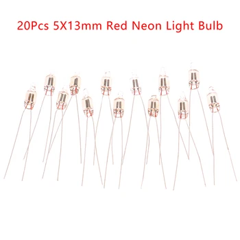 20Pcs Неонова индикаторна светлина Червени знаци 5mm Неонова лампа Glow 5X13mm 220v Неонови индикаторни крушки Крушки с бутон за превключване