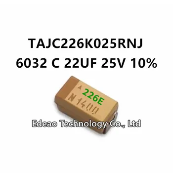 10Pcs/LOT NEW C-TYPE 6032/2312 C 22UF 25V ±10% Маркировка: 226E TAJC226K025RNJ SMD тантал кондензатор