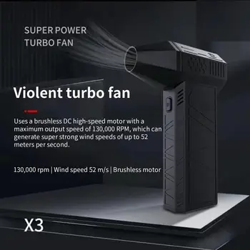 Handheld X3 Violent Blower Mini Turbo Jet Fan Handheld Brushless Motor 130,000 RPM Скорост на вятъра 52m / s индустриален канален вентилатор
