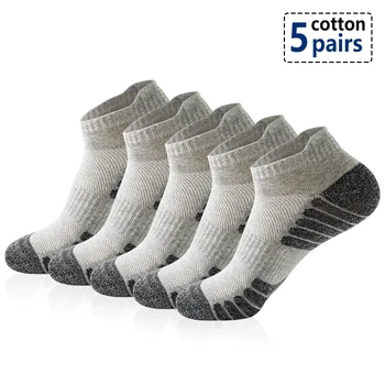 5 чифта / лот глезена атлетични чорапи за бягане ниско нарязани спортни чорапи дишащи омекотени таб чорапи за мъже дамски чорапи