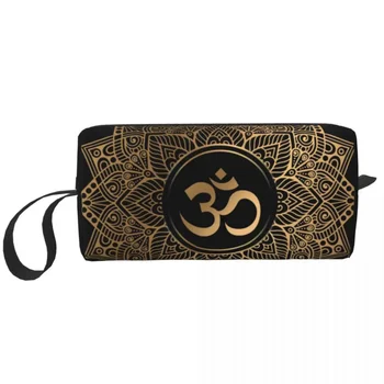 Travel Golden Om Mandala тоалетна чанта Kawaii Henna Aum козметичен грим организатор жени красота чанти за съхранение Dopp комплект кутия случай