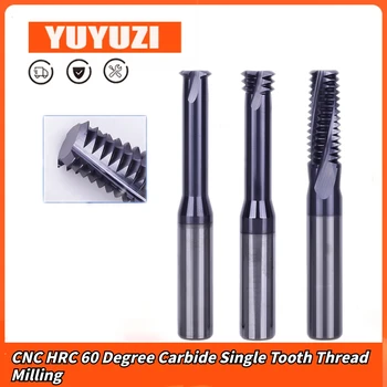 1pcs CNC HRC 60 градуса карбид единична зъбна резба фрезоване M1 M1.2 M1.4 M1.6 M2 M2.5 M3-M24 твърда карбидна резба фреза