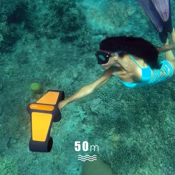 Подводен скутер 2 скорост безплатно гмуркане бустер шнорхел бустер гмуркане Go Pro съвместим треньор по плуване (оранжево)