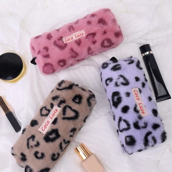 TY Нов леопард печат кожа грим чанти за жени меки пътуване грижа за кожата съхранение чанта козметична чанта организатор плюшени твърди чанти