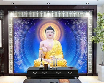 Персонализиран тапет 3d статуя на Буда Buddha papel de parede хол фотообои TV фон стена храм декорация живопис обои