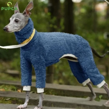 Дрехи за кучета Италиански дрехи за хрътки Висококачествен пуловер от полар за домашни любимци, съчетан със заострено сиво кучешко облекло сива пижама за кучета