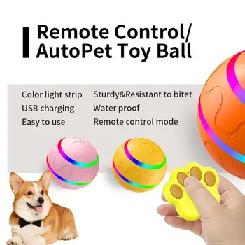 Интелигентен интерактивен домашен любимец топка дистанционно управление куче топка със сензор за движение дистанционно управление мига търкаляне скокове въртящи се