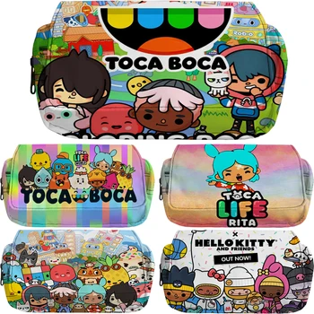 Нова възглавница Toca Life World молив чанта двуслоен молив случай грим кутия деца Toca Boca писалка чанта училище канцеларски торбичка студент