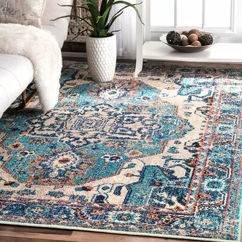 Ретро синьо персийски килим хол декорация на дома нехлъзгащ диван килим миеща се спалня килим етнически марокански килим баня мат