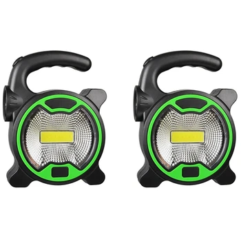 2X преносима работна лампа LED фенер водоустойчив авариен прожектор акумулаторна прожектор за открит туризъм, зелен