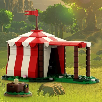 MOC Средновековна военна викингска палатка строителни блокове Замък рицари армия лагер палатка модел тухла дете образователни играчки рожден ден