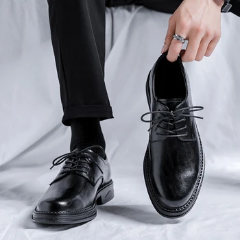 Кожена рокля обувки мъжки класически бизнес официален размер 38-44 Brogue кожени обувки мъжки обувки Оксфорд обувки за мъже B208