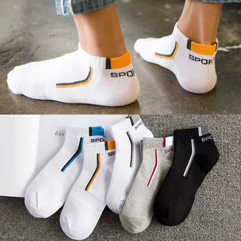 5 чифта мъжки чорапи дишаща мрежа къси спортни чорапи летни есенни памучни спортни чорапи абсорбират пот глезена чорапи комплект Meias