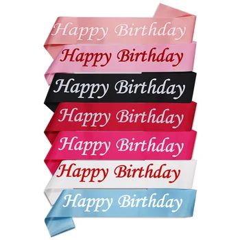 7 цвята Честит рожден ден каишка за рожден ден Прост дизайн на печат Домакин парти Аксесоари за рожден ден Универсален магазин Покупка на едро
