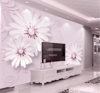 beibehang Персонализиран тапет светло розови бижута цветя 3d европейски релеф телевизия фон стена хол спалня 3d тапети