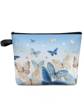 Пасторална пеперуда синя градиент на открито пътуване голяма козметична чанта жени организатор водоустойчив женски съхранение грим случаи