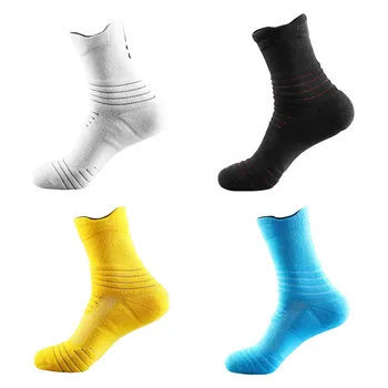 Колоездене чорапи мъже 1 чифт плътен цвят спортни чорапи жените пот абсорбиращи дишаща футбол футбол компресия чорапи на едро
