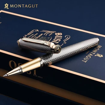 Montagut Изящна златна и сребърна мрежа Trim ролкови топка писалка Iridium Nib канцеларски материали писане подарък писалка комплект