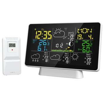 LCD Метеорологична станция Безжичен цифров термометър Вътрешен / външен термом хигрометър с безжичен Outdoorsensor EU Plug Durable