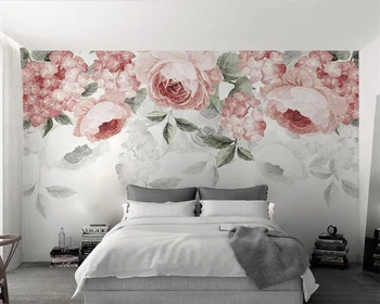 Персонализиран стенопис 3d papel de parede малки свежи акварелни рози красив ръчно рисуван стил хотел спалня хол тапет