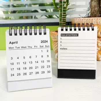 Черно Бяло 2024 2025 Календар на бюрото Kawaii Coil Календар Списък на организаторите Дневен ред Направете сладък към ежедневния офис Месечни консумативи Pla F6E9